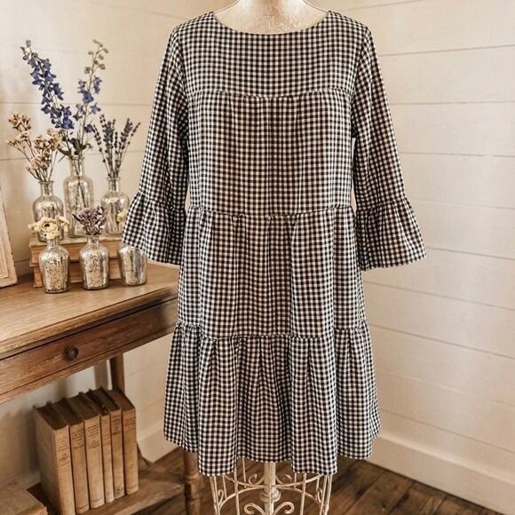Philosophy Dresses & Skirts - Philosophy Gingham Check Plaid Ruffle Bell Sleeve Tiered Smock Dress P- Large